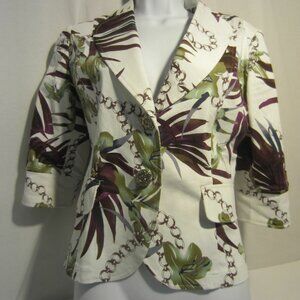 HANARO white purple floral stretch jacket - Women M/L